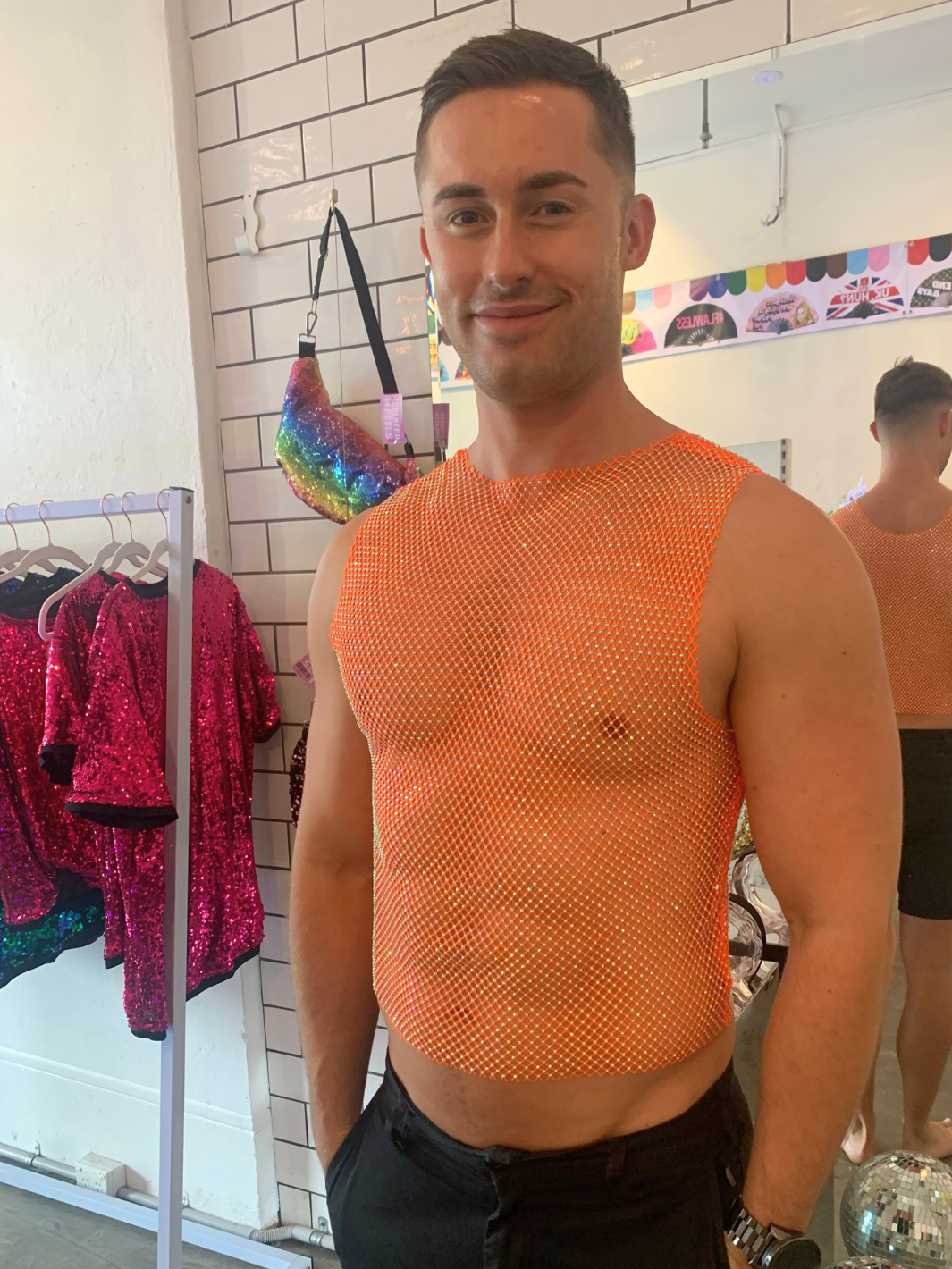 RHINESTONE SLEEVELESS TOP - ORANGE – Sparklebutt RHINESTONE SLEEVELESS TOP - ORANGE – Sparklebutt