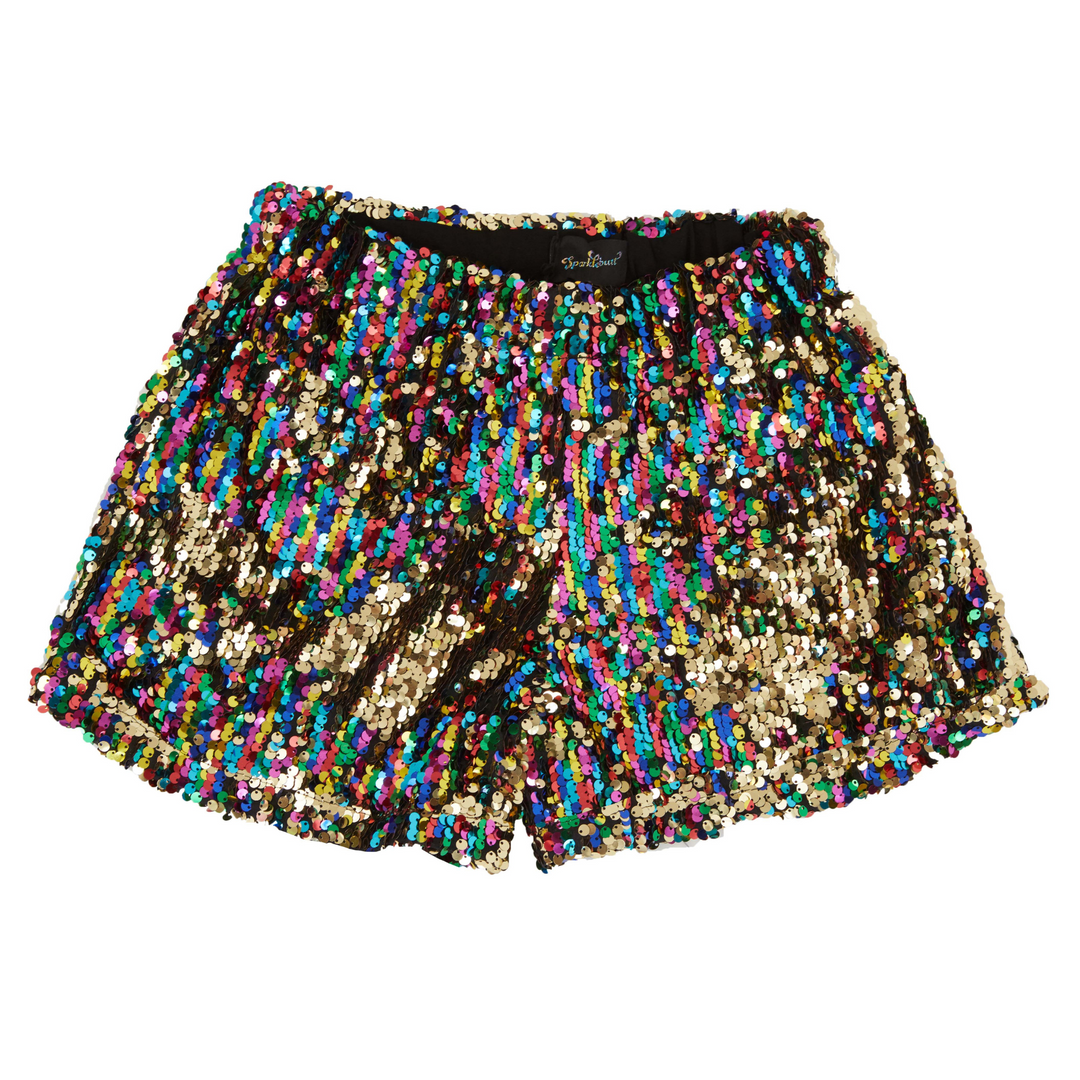 RAINBOW GOLD SEQUIN SHORTS