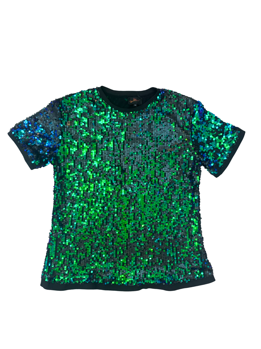 MENS GREEN SEQUIN T-SHIRT Sparklebutt - Main Image