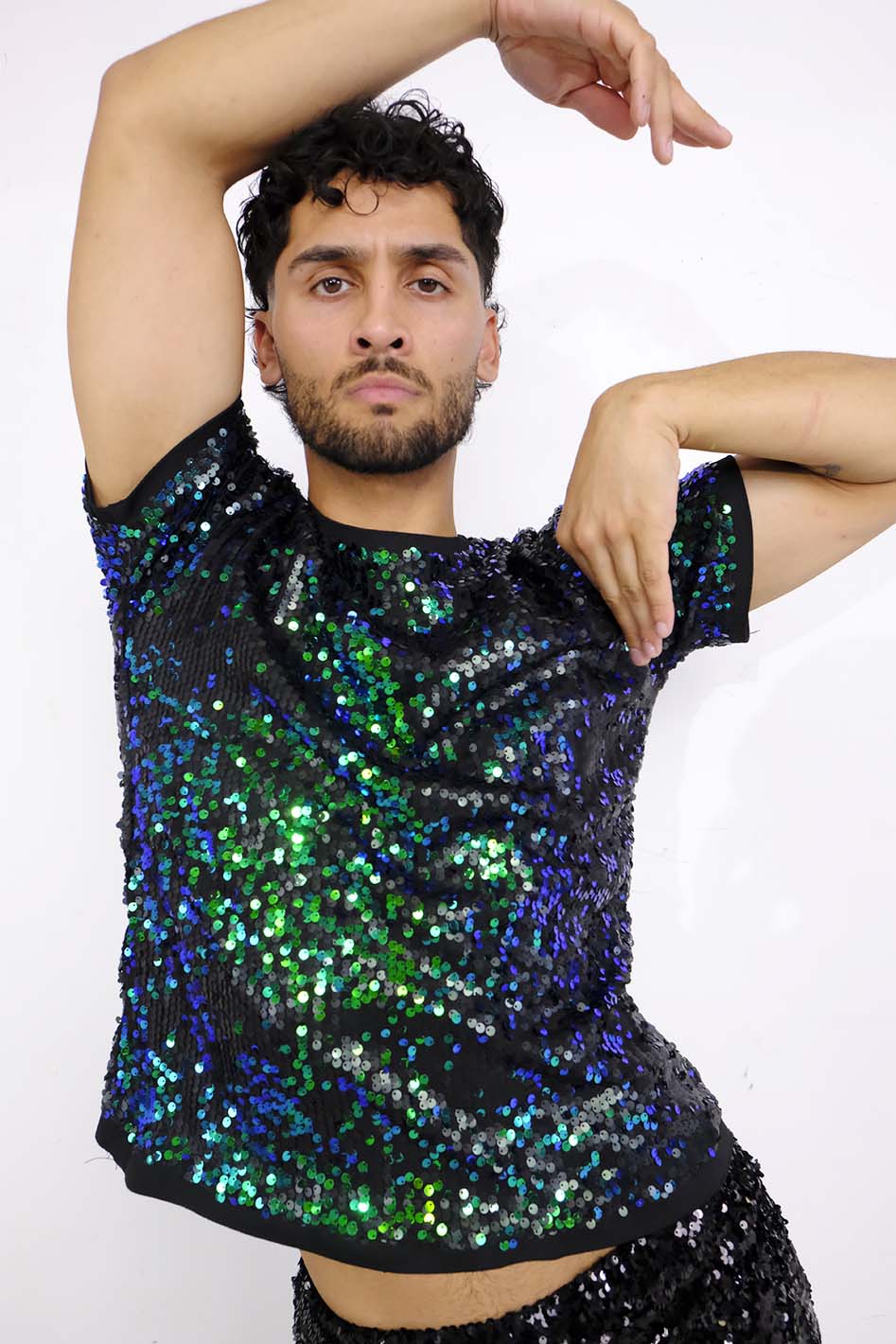 GREEN SEQUIN T-SHIRT - Main Image