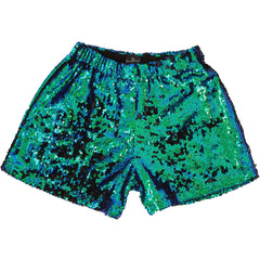 Gender neutral green sequin shorts