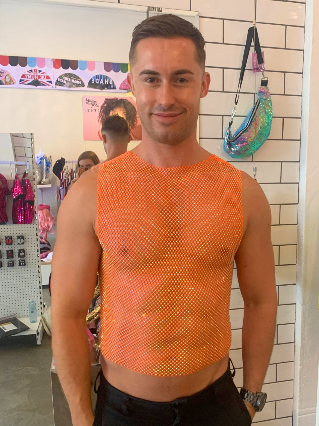 RHINESTONE SLEEVELESS TOP - ORANGE – Sparklebutt RHINESTONE SLEEVELESS TOP - ORANGE – Sparklebutt